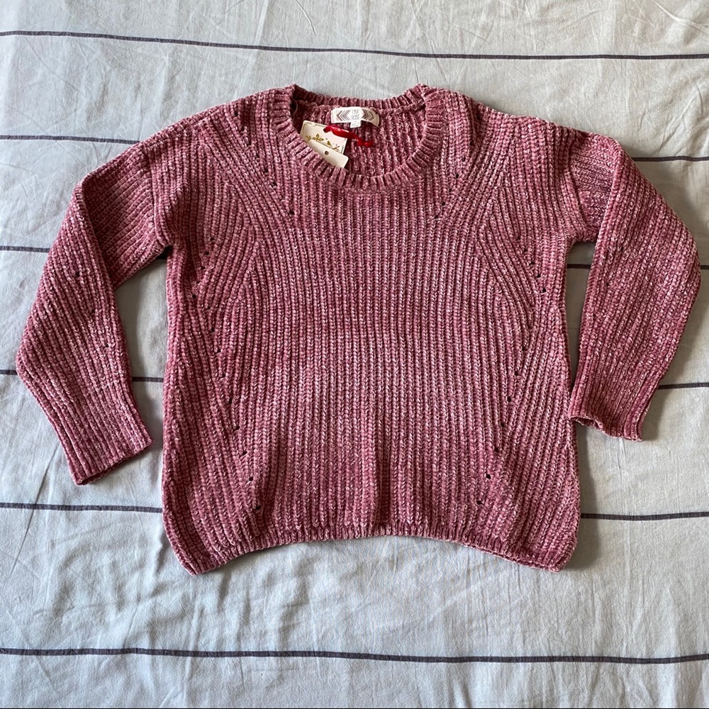 NWT Super Soft Pink Chenille Sweater